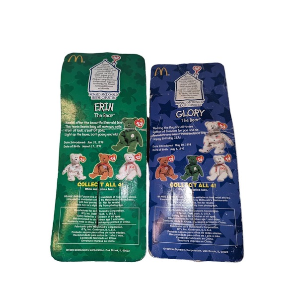 Ty Teenie Beanie Babies Glory Erin Britannia Maple Complete Set Plus Sealed - Picture 7 of 7